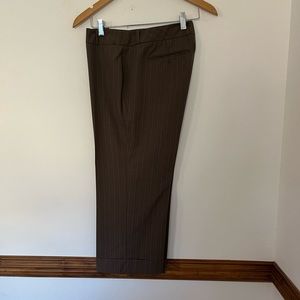 Brown pinstripe suit with cropped pants